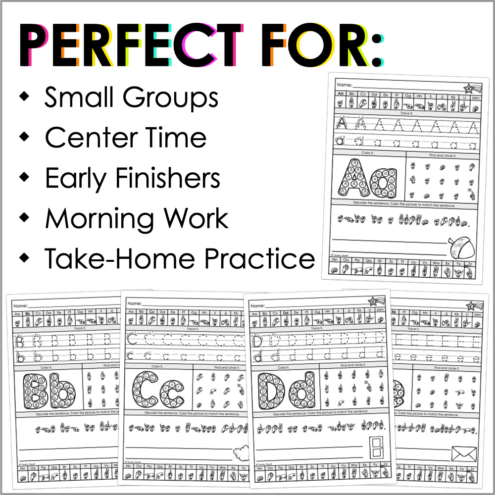 Practice In Sign ASL Alphabet and Fingerspelling Practice Worksheets for Learning Sign ...