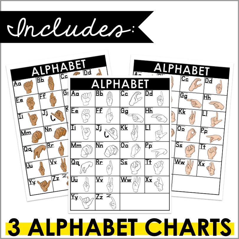 ASL Alphabet Charts - Teacher Jeanell