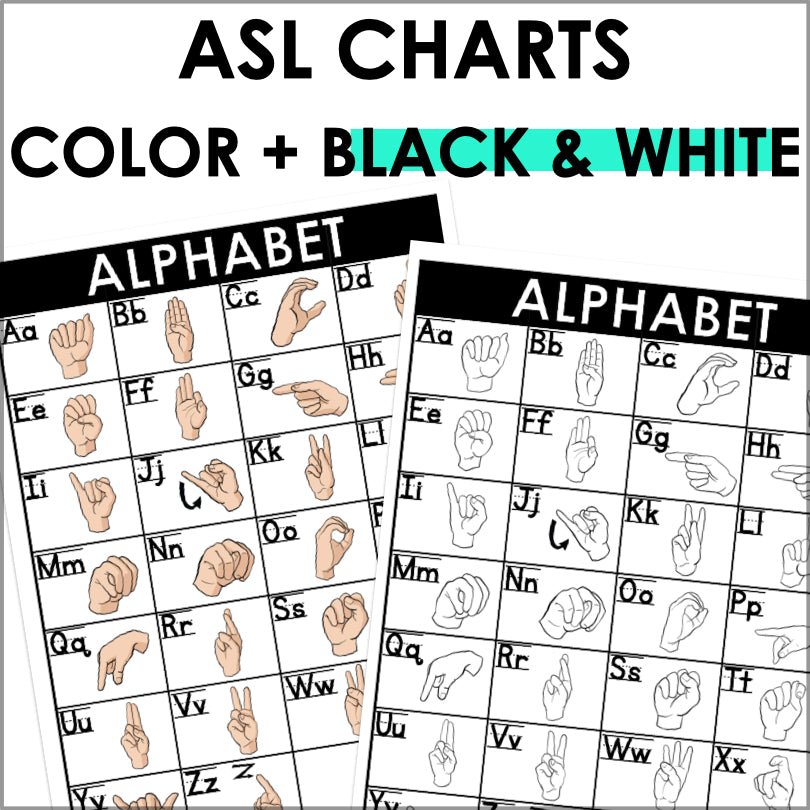 Asl Basic Essentials Chart ASL Alphabet Chart for Learning American Sign Language – Teacher Jeanell