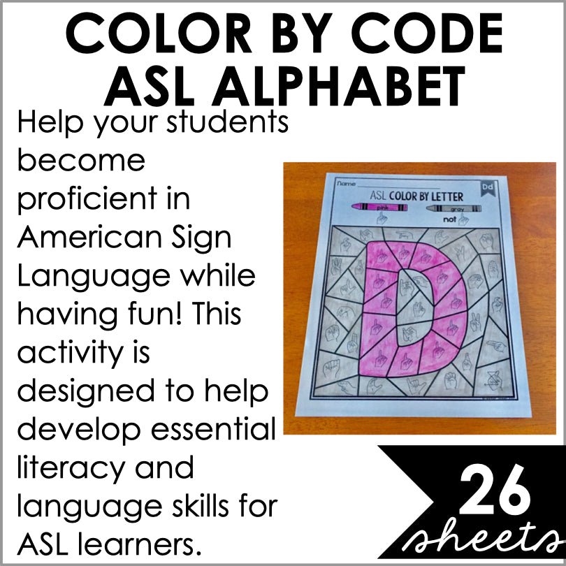 ASL Alphabet Color by Letter - Teacher Jeanell