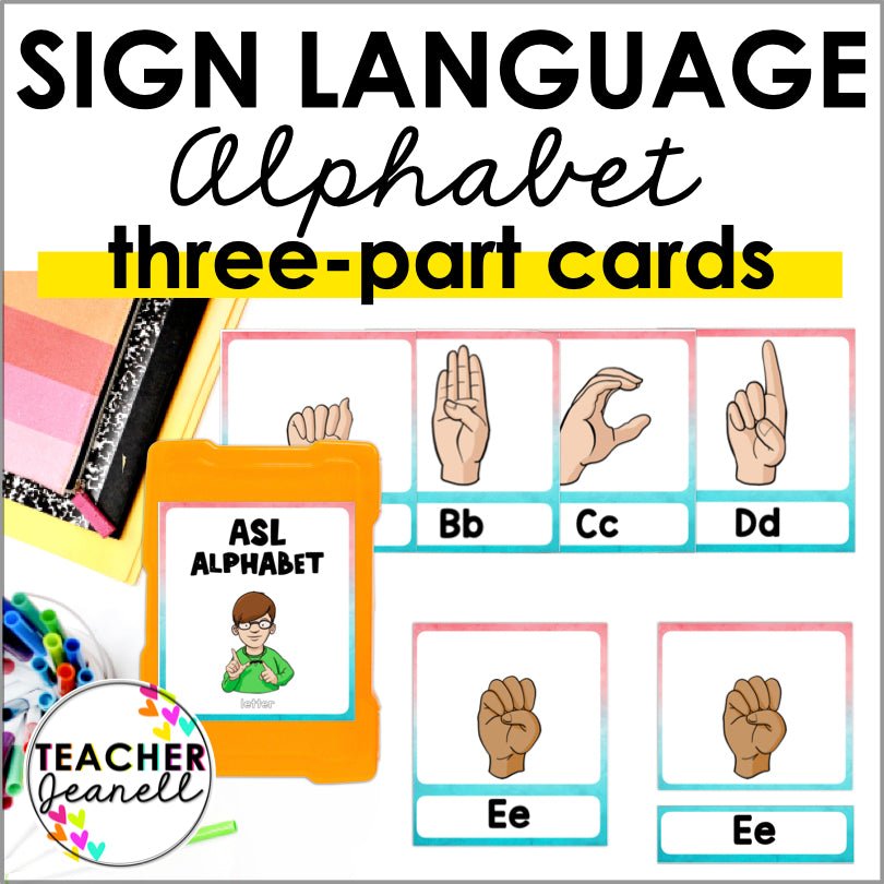 ASL Alphabet Montessori Nomenclature Three-Part Cards – Teacher Jeanell