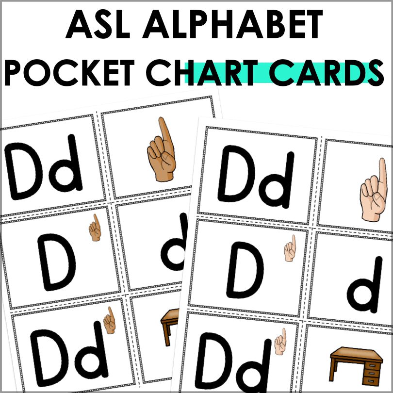 Pocket Sign ASL Alphabet Pocket Chart Activity Cards for Hands-On Sign Language ...