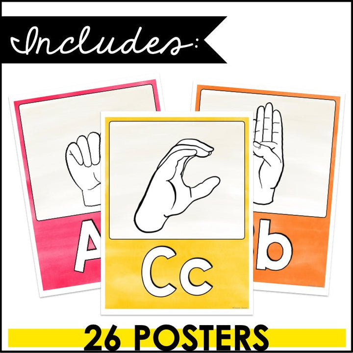 ASL Alphabet Poster Set | Sign Language Alphabet Posters - Teacher Jeanell