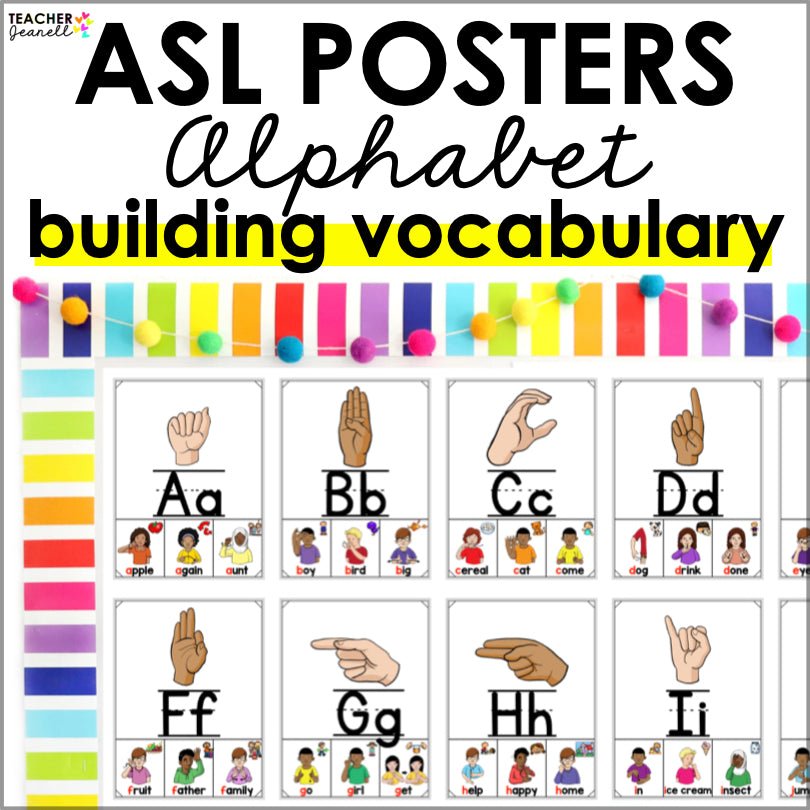 ASL Alphabet Posters | Sign Language Vocabulary Posters - Teacher Jeanell