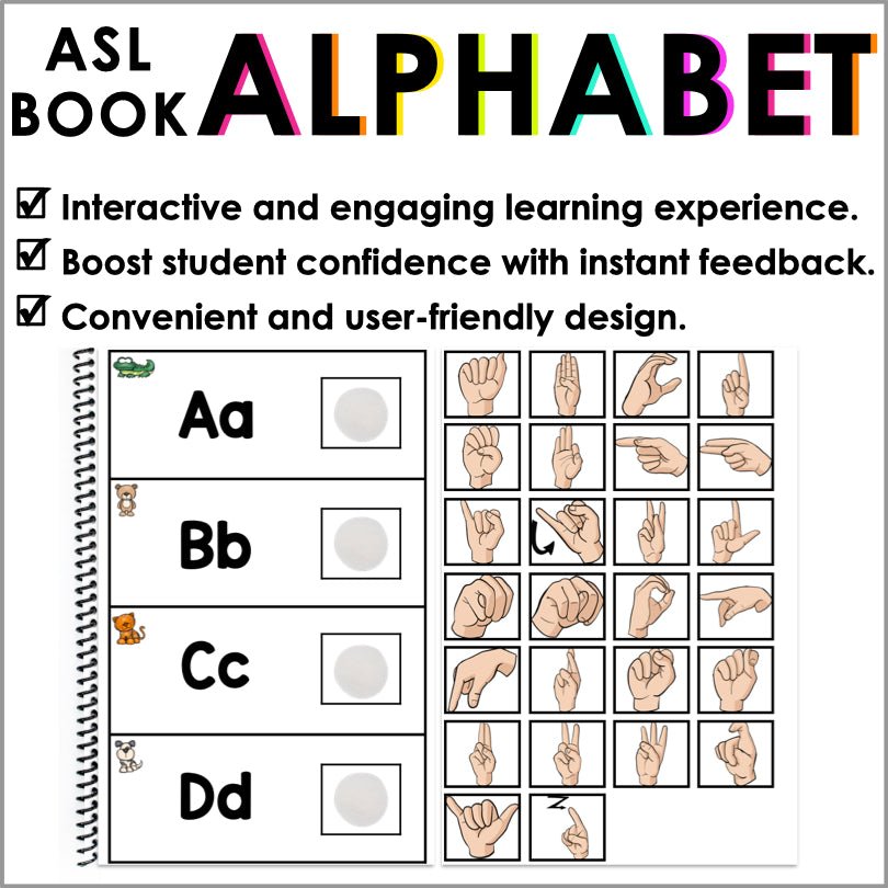 ASL Alphabet Practice Book | ASL Adapted Book - Teacher Jeanell