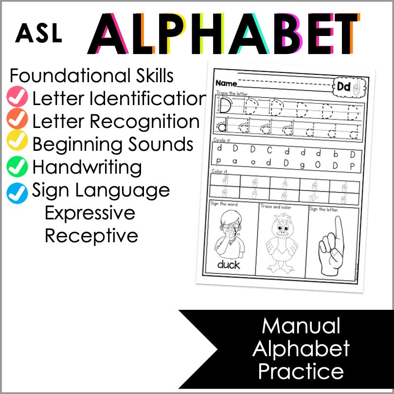 ASL Alphabet Practice Sheets - Teacher Jeanell