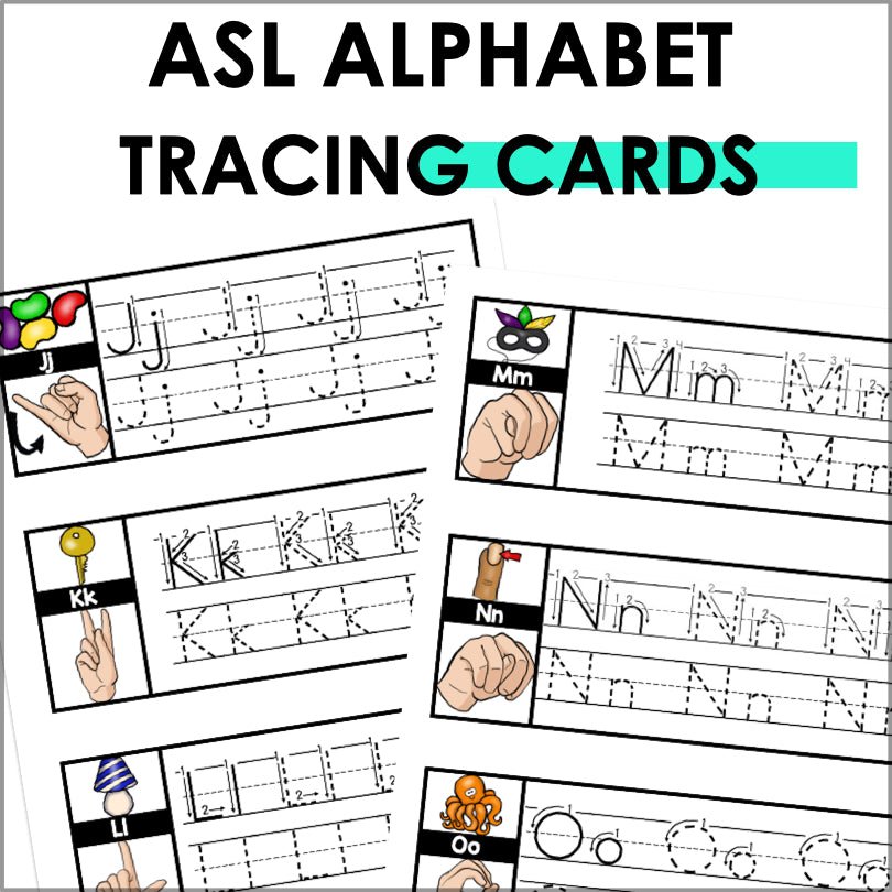Sign Language Letters Tracable Pdf ASL Alphabet Tracing Cards for Sign Language and Handwriting Skills ...