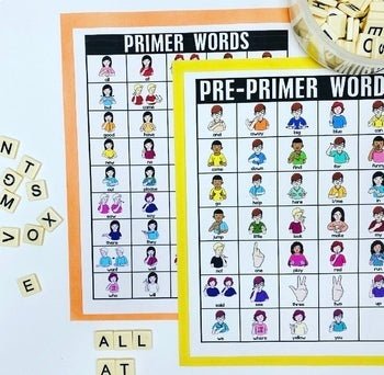 ASL American Sign Language Pre-Primer and Primer Sight Word Charts - Teacher Jeanell