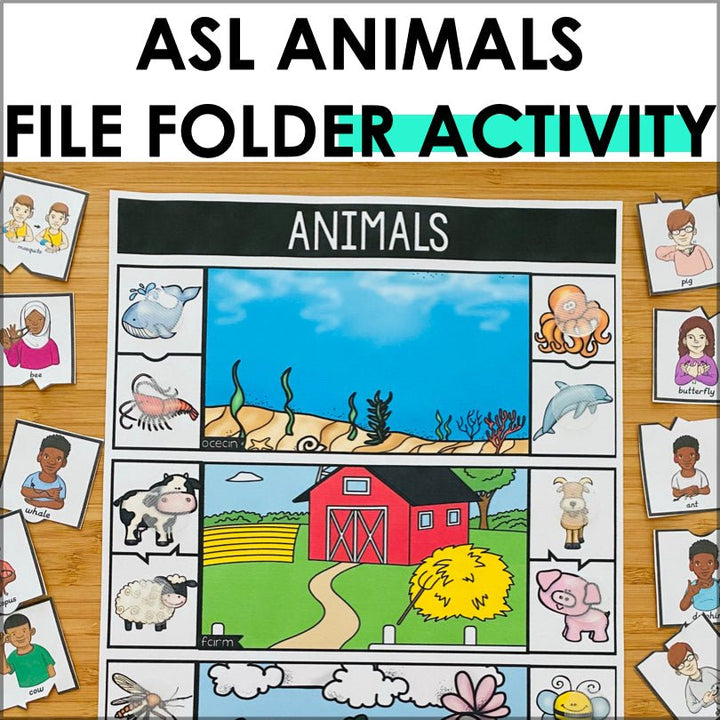 ASL Animals File Folder Games - ASL Busy Book - Teacher Jeanell