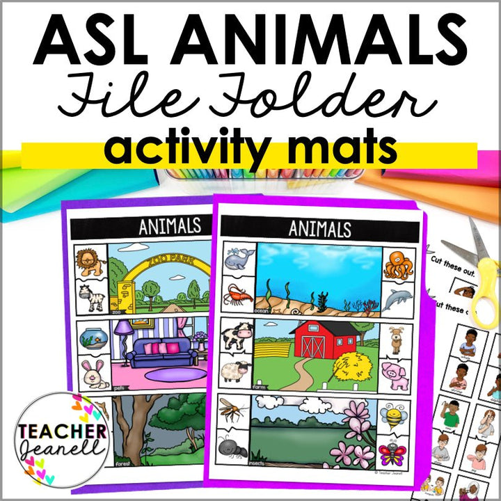 ASL Animals File Folder Games - ASL Busy Book - Teacher Jeanell