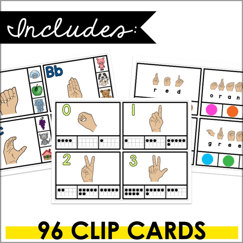 ASL Clip Cards Letters, Numbers, and Colors - Teacher Jeanell