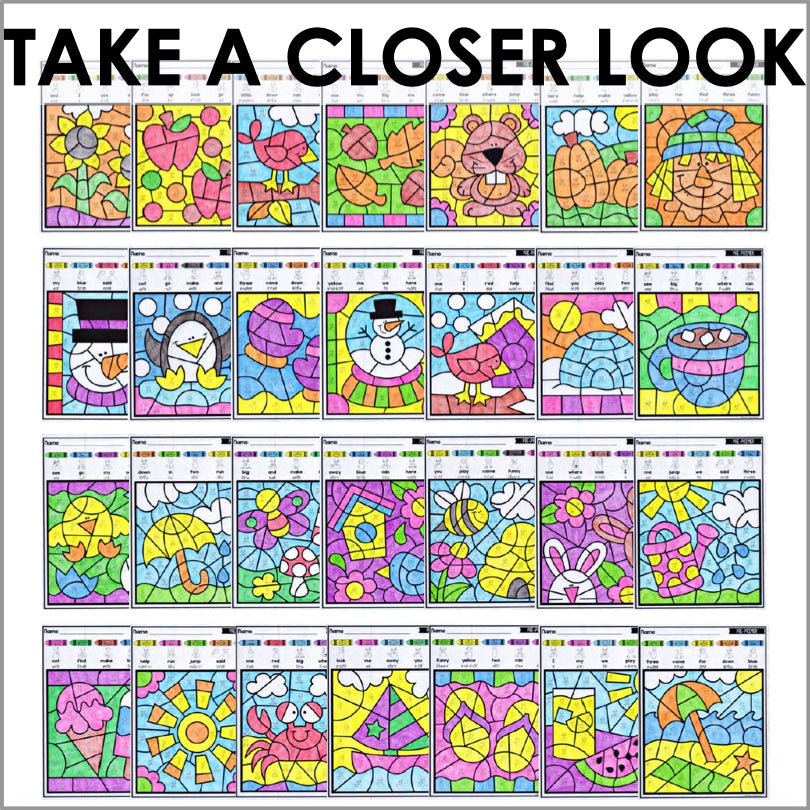 ASL Color by Code Pre-Primer Sight Words Worksheets - Teacher Jeanell