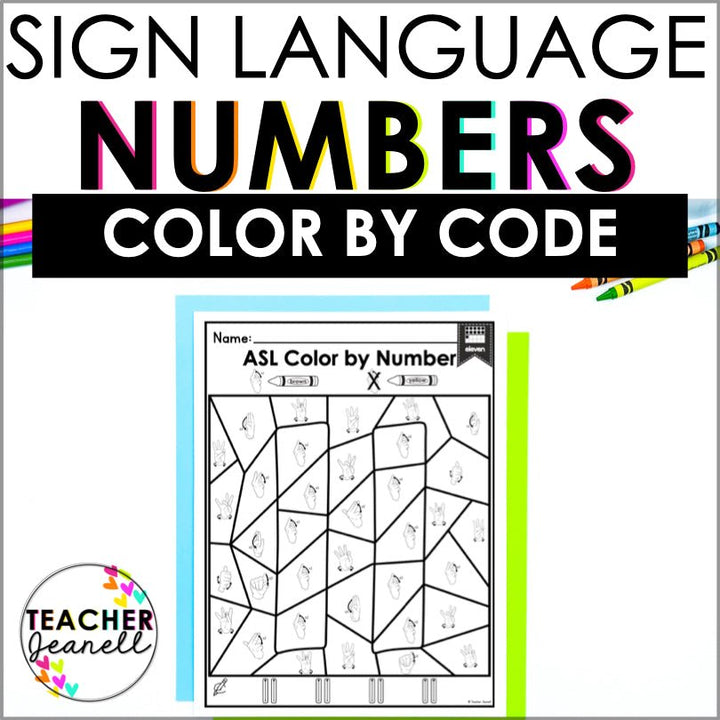 ASL Color by Code Printables Numbers 0-20 - Teacher Jeanell