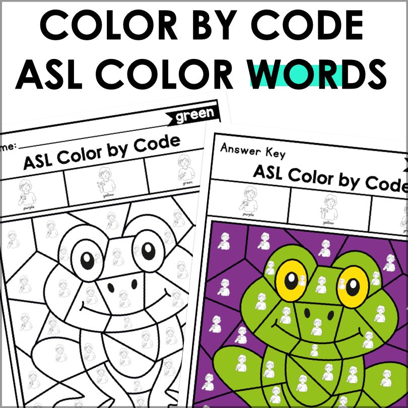 Sign Language Asl Color Code ASL Color by Code Worksheets for Learning Sign Language Colors ...