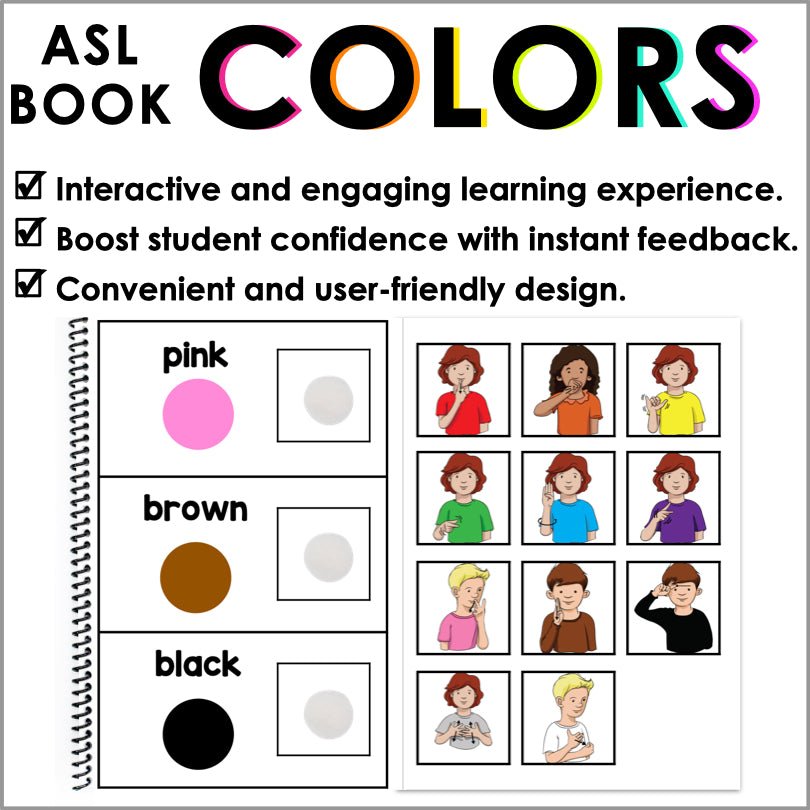 ASL Color Words Practice Book | ASL Adapted Book - Teacher Jeanell