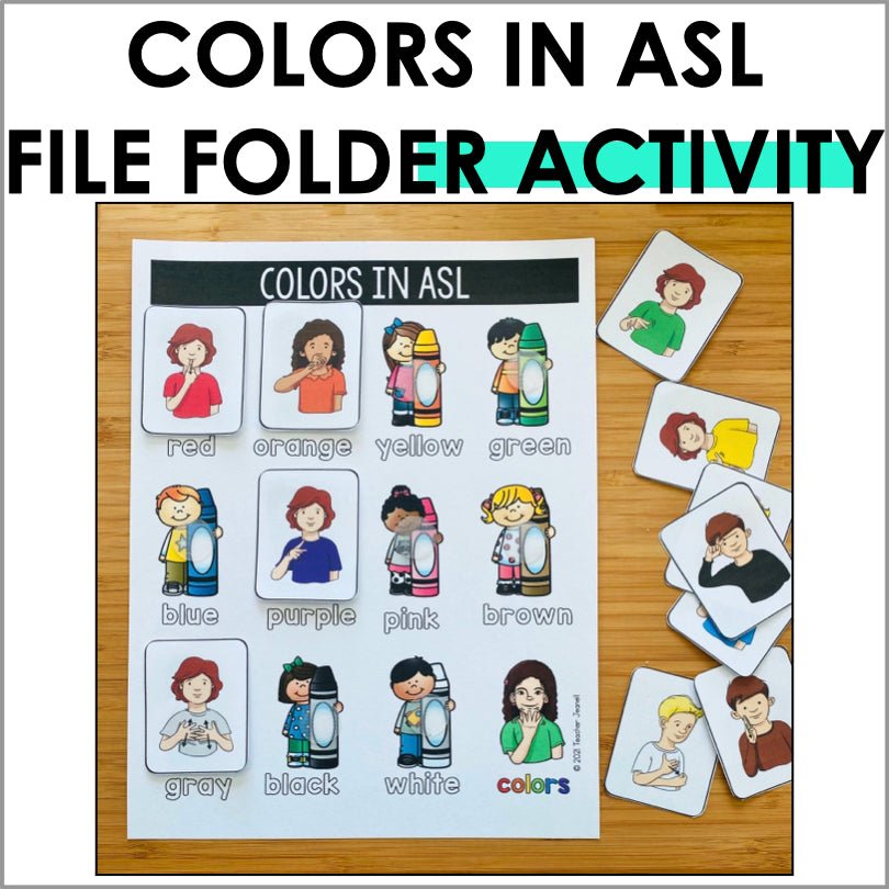Asl Colorrs ASL Colors File Folder Activity for Learning Color Words in Sign ...