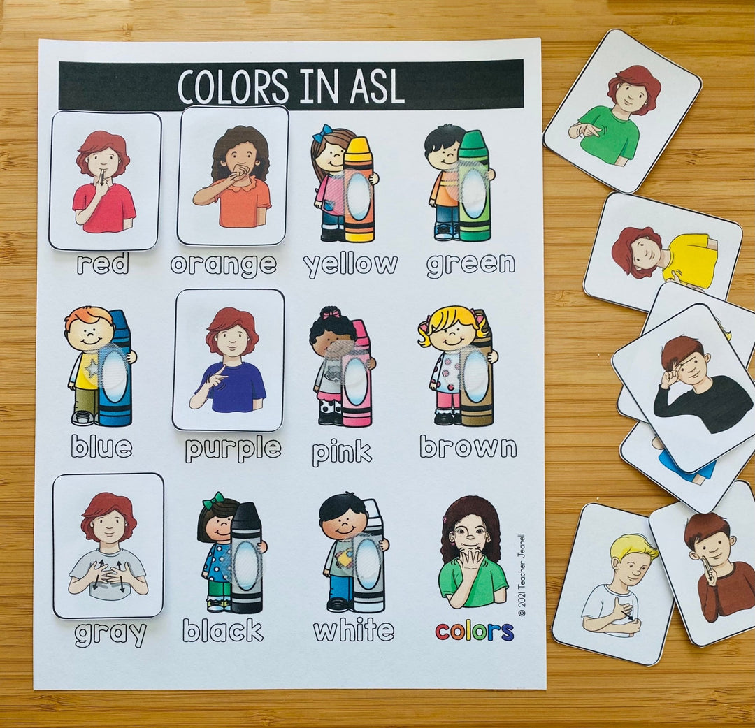 ASL Colors File Folder Activity - Teacher Jeanell