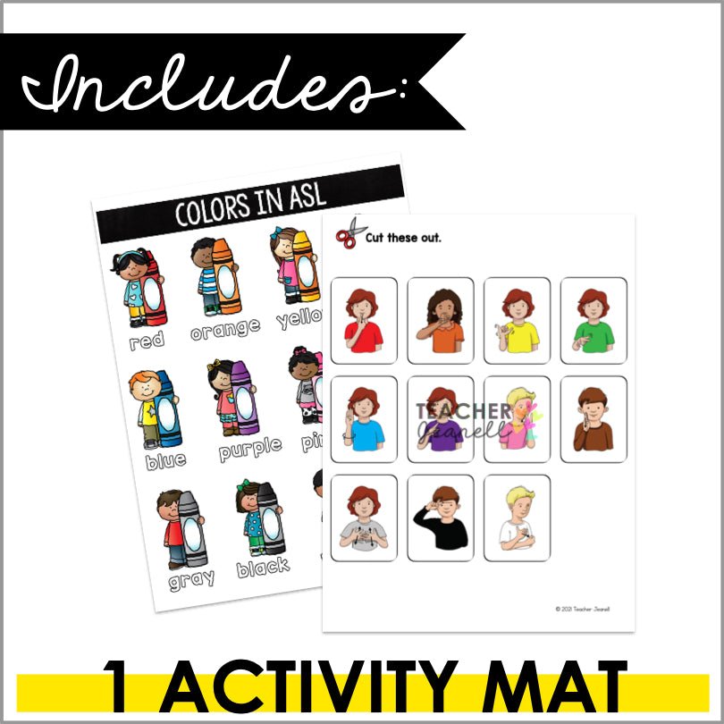 Asl Color Code Worksheet ASL Colors File Folder Activity for Learning Color Words in Sign ...