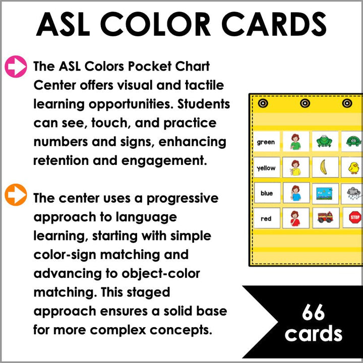 ASL Colors Pocket Chart Center - Teacher Jeanell