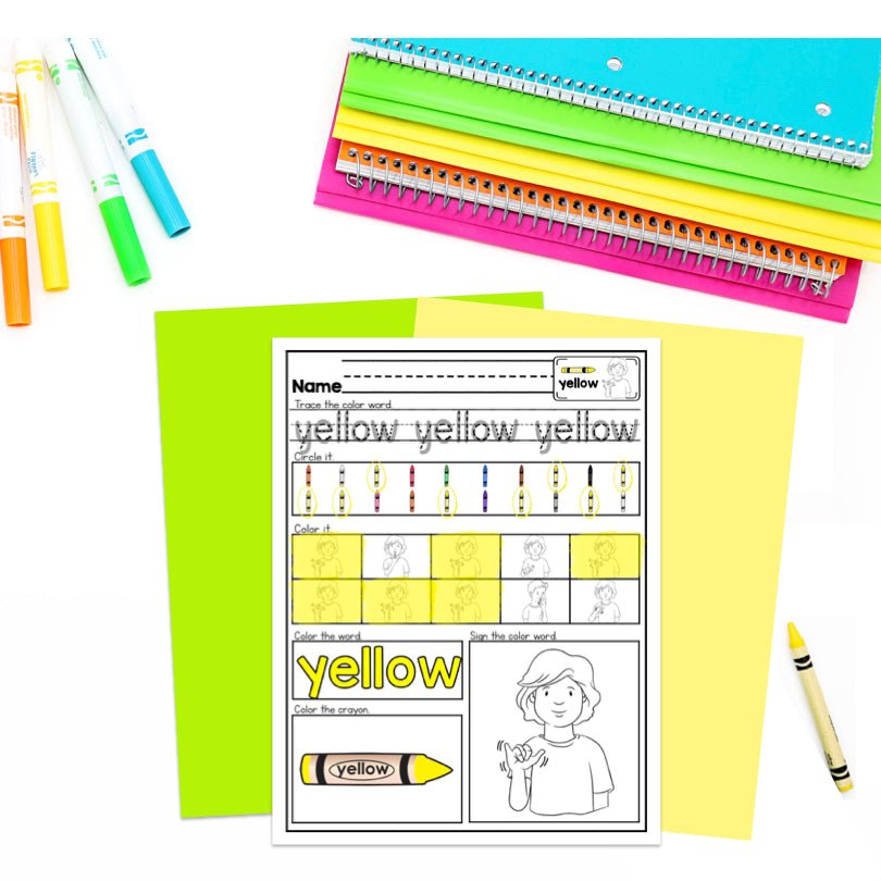 Colors in ASL Worksheets for Fun Sign Language Practice – Teacher Jeanell