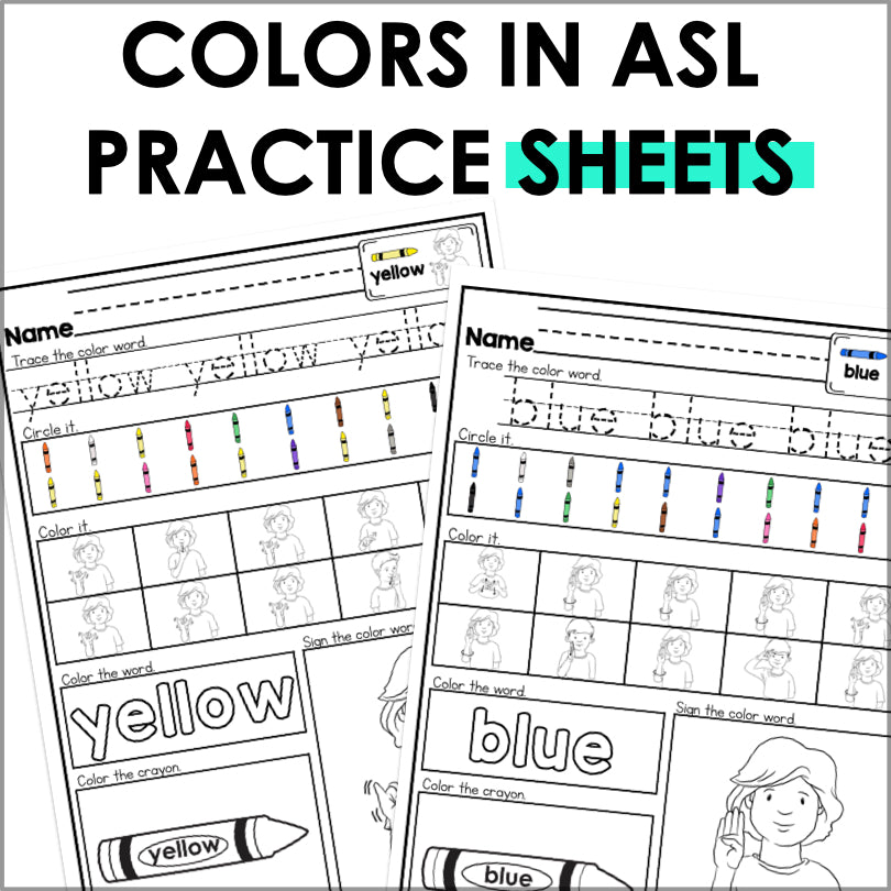 Asl Color Sheet Fall Colors in ASL Worksheets for Fun Sign Language Practice – Teacher Jeanell