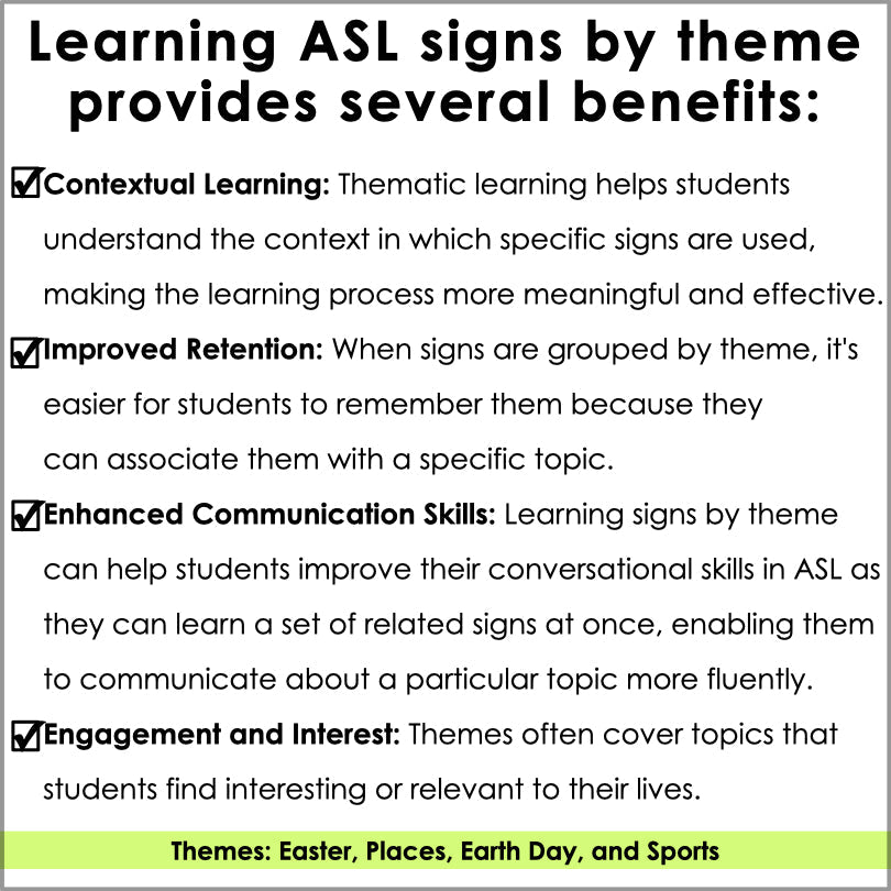ASL Daily Practice - April ASL Morning Work - Teacher Jeanell