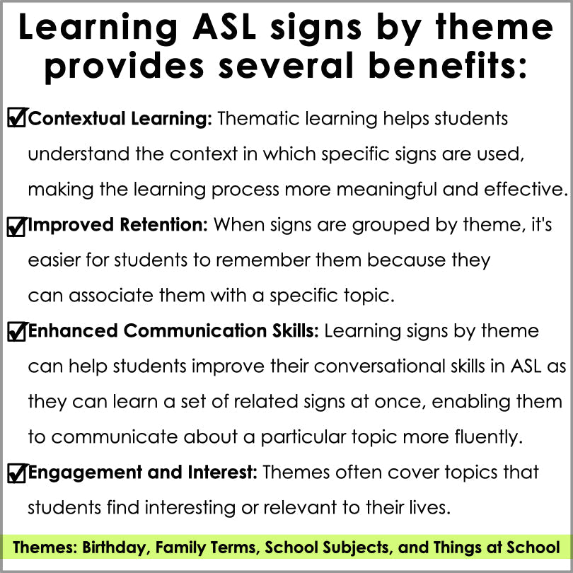 ASL Daily Practice - August ASL Morning Work (4 Themes) - Teacher Jeanell
