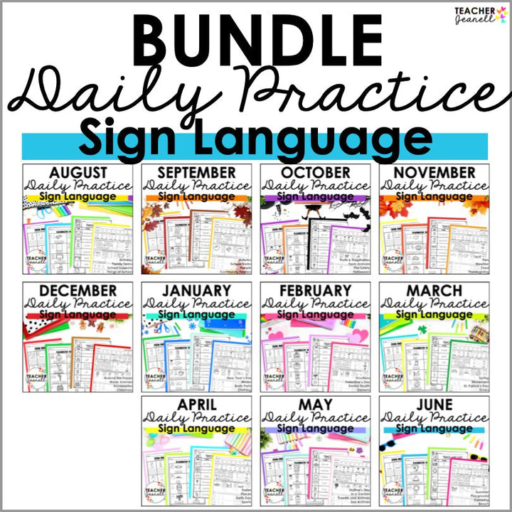 ASL Daily Practice Bundle | ASL Morning Work - Teacher Jeanell