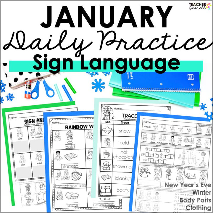 ASL Daily Practice - January ASL Morning Work - Teacher Jeanell