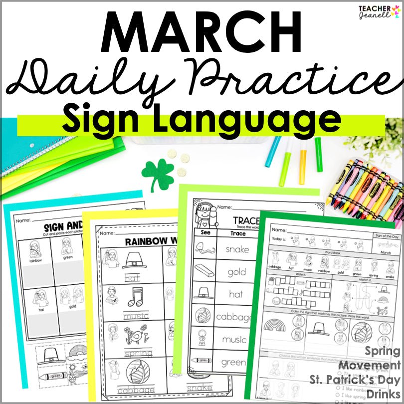 Practice In Sign ASL Daily Practice March Morning Work with 4 Themed Activities ...