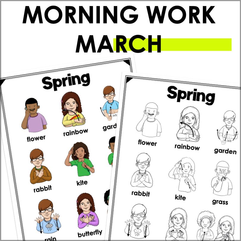 ASL Daily Practice - March ASL Morning Work - Teacher Jeanell