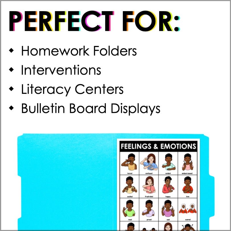 Asl Response Chart ASL Feelings and Emotions Chart for Kids to Build Emotional Literacy ...