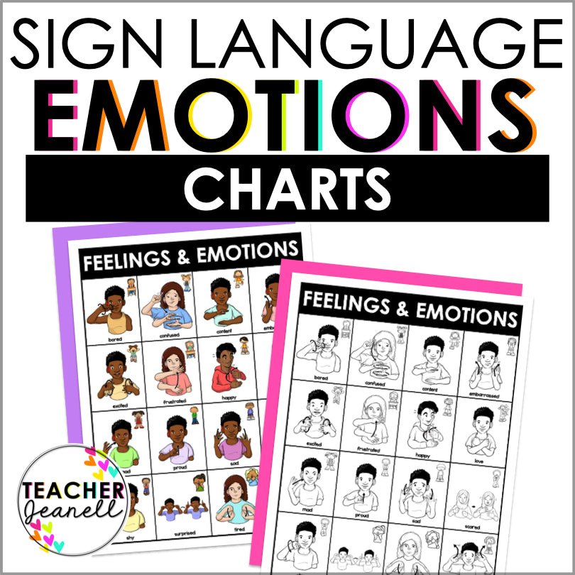 Asl Response Chart ASL Feelings and Emotions Chart for Kids to Build Emotional Literacy ...