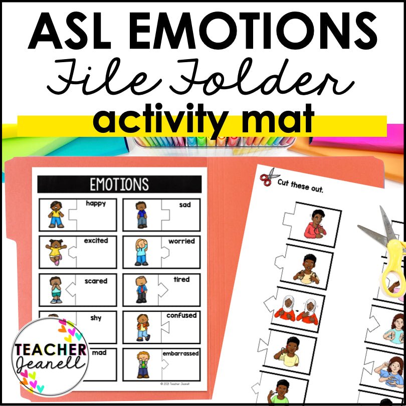 ASL Feelings and Emotions File Folder Activity - Teacher Jeanell