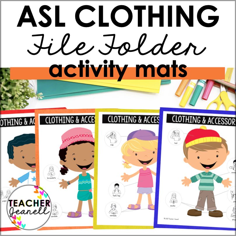 ASL Clothing and Accessories File Folder Activity for Learning ...