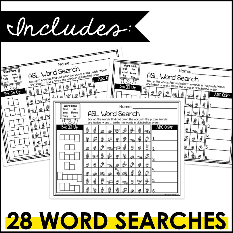 ASL Fingerspelling Word Search Puzzles - Teacher Jeanell