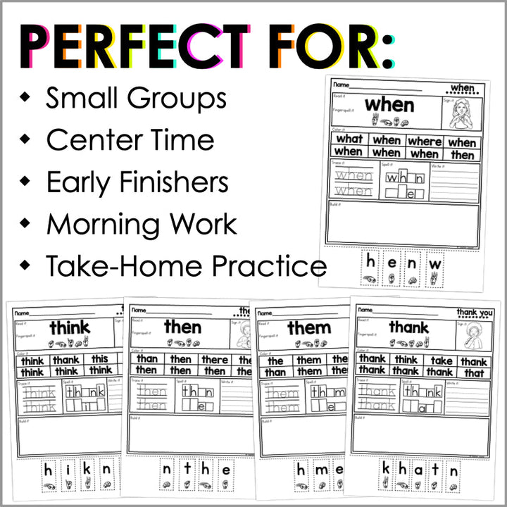Question Sight Words Sign Language Sign Language Sight Words First Grade Worksheets for ASL Learning and ...