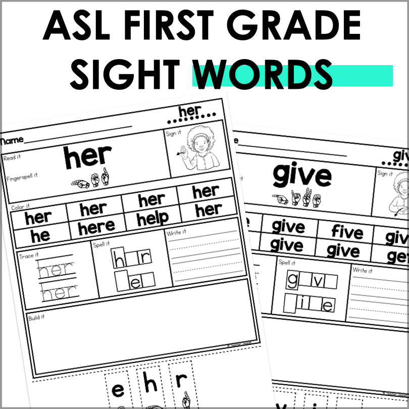 ASL First Grade Sight Words - Sign Language Worksheets - Teacher Jeanell