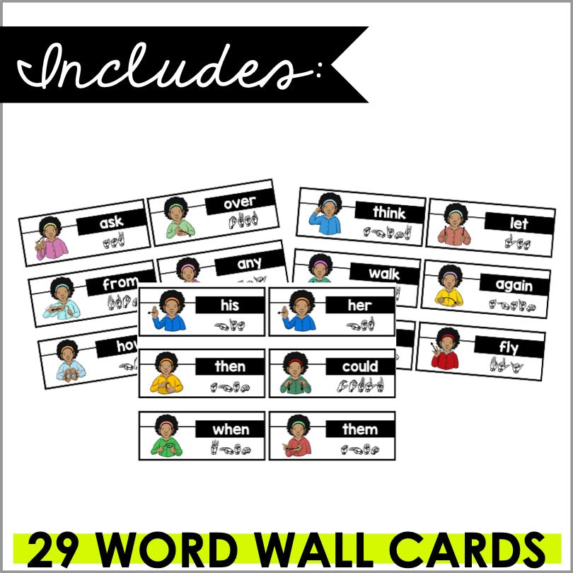 ASL First Grade Sight Words Word Wall Cards - Teacher Jeanell