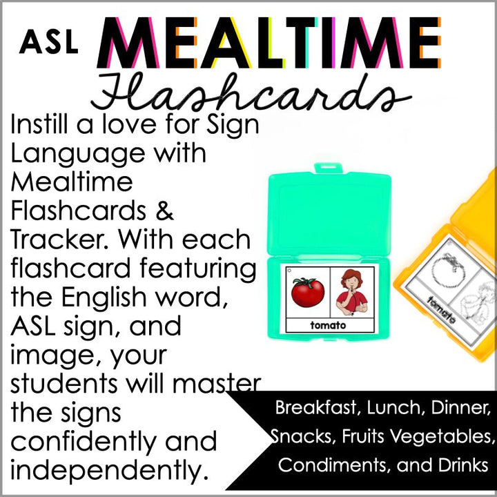 ASL Flashcards and Tracker Mealtime | Sign Language Flashcards - Teacher Jeanell