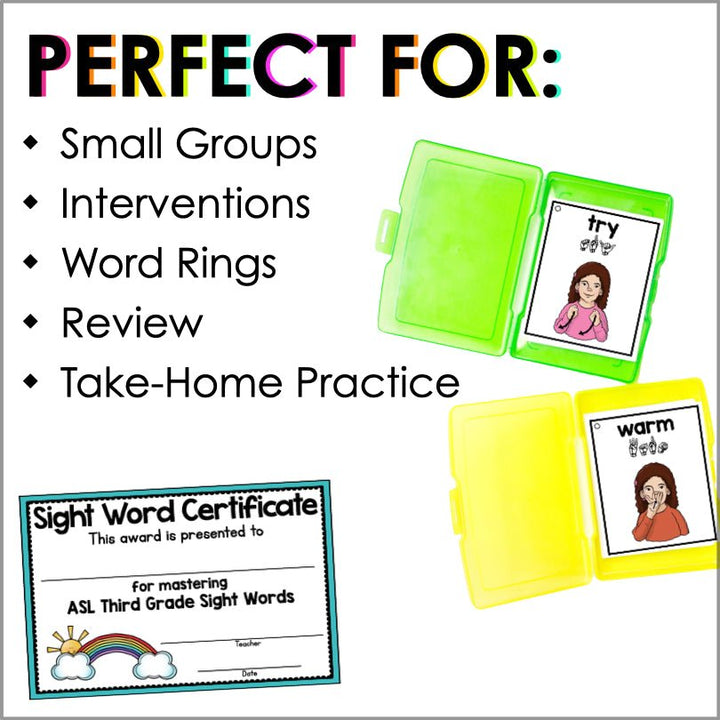 ASL Flashcards and Tracker Second Grade Sight Words - Sign Language Flashcards - Teacher Jeanell