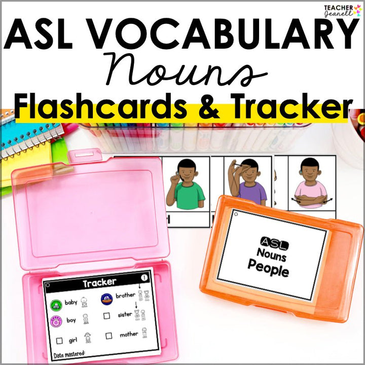 ASL Flashcards Printable Nouns - Teacher Jeanell
