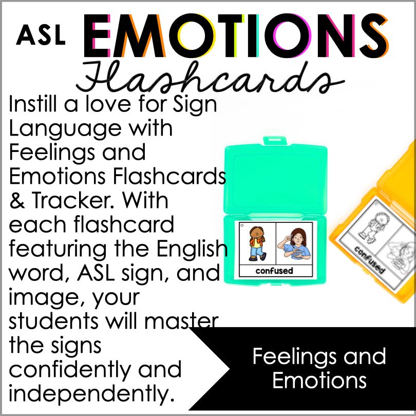 ASL Flashcards & Tracker Feelings And Emotions | Sign Language Flashca ...