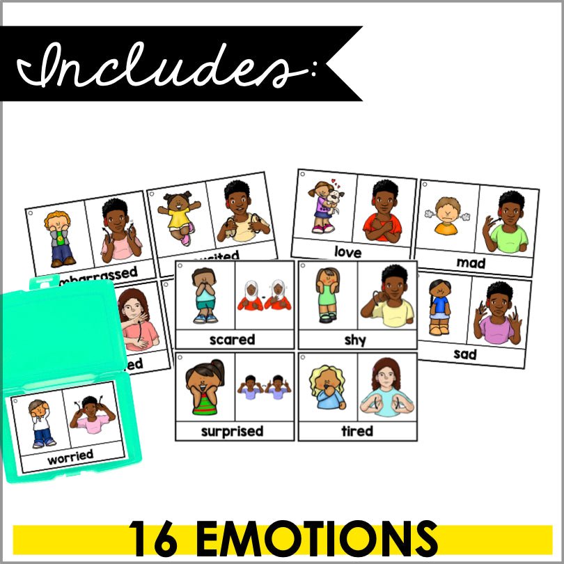 ASL Flashcards & Tracker Feelings And Emotions | Sign Language Flashca ...