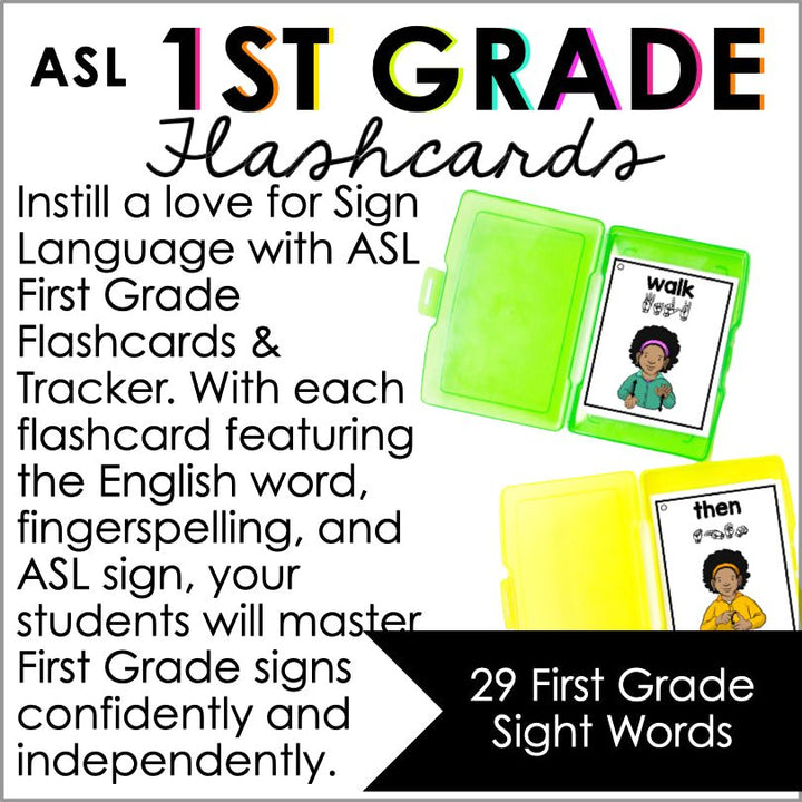 ASL Flashcards & Tracker First Grade Sight Words - Sign Language Flash Cards - Teacher Jeanell