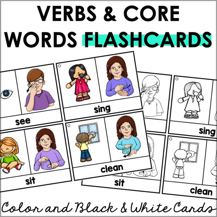 ASL Flashcards & Tracker Verbs and Core Words | Sign Language Flashcards - Teacher Jeanell