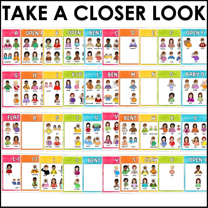 ASL Dictionary ASL Handshape Poster Set Handshape Dictionary