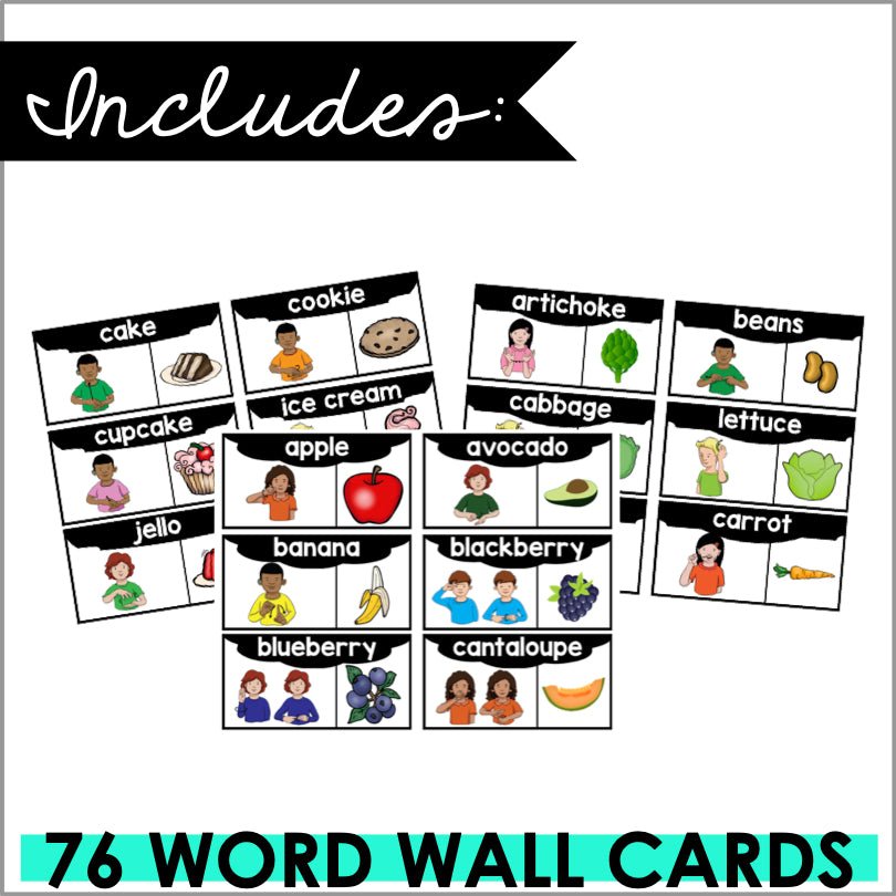 ASL Mealtime Word Wall Cards - Teacher Jeanell