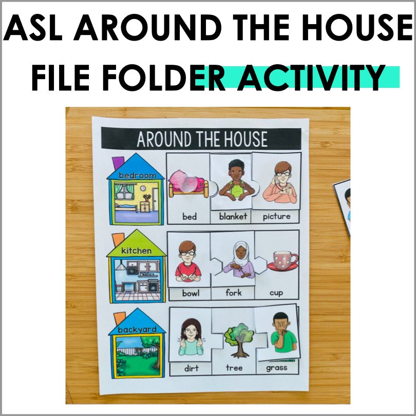 ASL Nouns Around the House File Folder Activity for Everyday Vocabulary ...