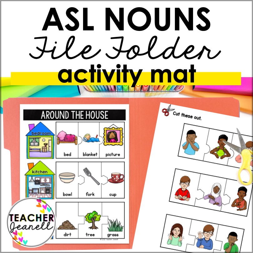 ASL Nouns Around the House File Folder Activity for Everyday Vocabulary ...